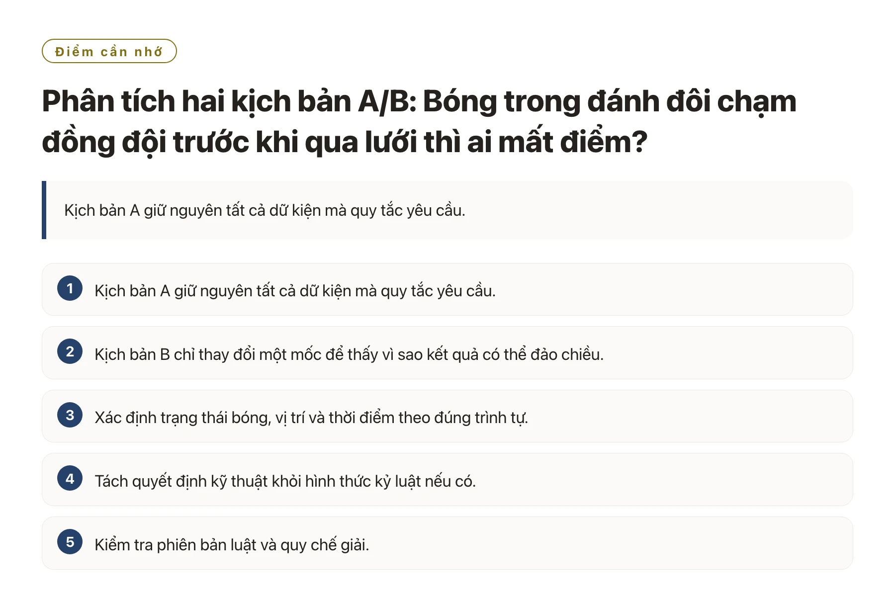 Phân tích hai kịch bản A/B: Bóng trong đánh đôi chạm đồng đội trước khi qua lưới thì ai mất điểm?——全文要点速览